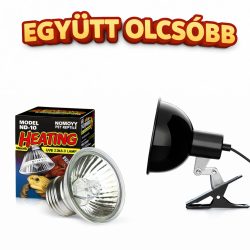   NomoyPet mini  UVB 3.0 25W és melegítő izzó egyben, NomoyPet búrás, csíptetős lámpával