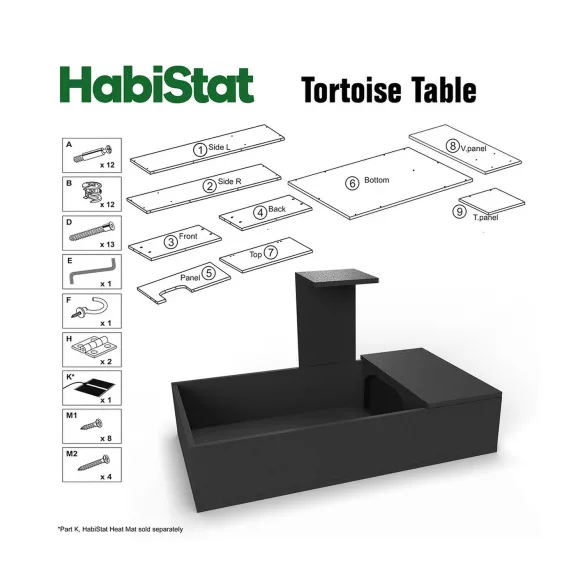 HabiStat Tortoise Table, teknős terrárium, fekete színű