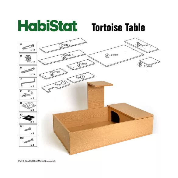 HabiStat Tortoise Table, teknős terrárium, tölgy színű