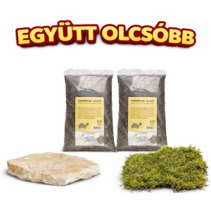 Napoző kő (M), Teknősbarátok aljzat 2 db és Terráriumi moha egy csomagban (M)